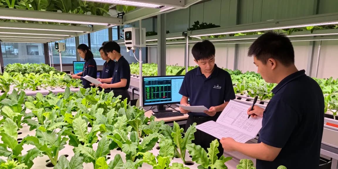 Collaboration in a modern indoor agriculture facility using cika4d link for optimal growth solutions.