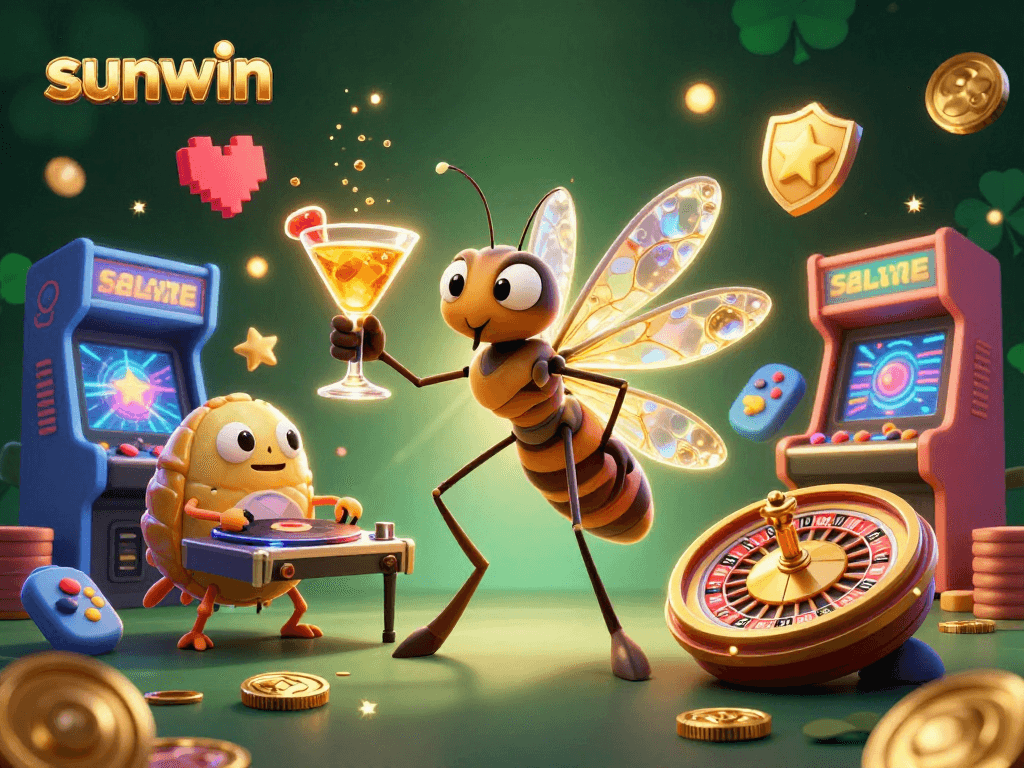 Engage in thrilling casino action with sunwin featuring vibrant characters and golden elements!