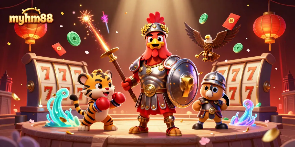 Engage with myhm88 by exploring thrilling casino elements in a vibrant, richly detailed scene.