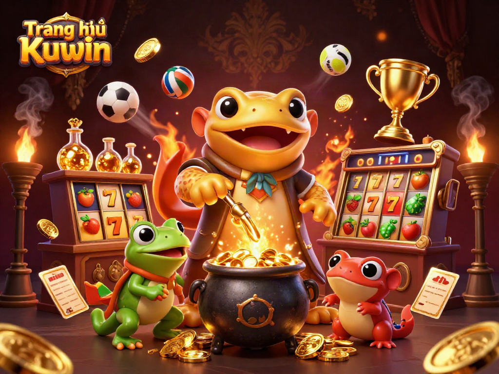 Engage with Trang chủ Kuwin, exploring thrilling online slots and winning strategies in a captivating alchemist scene.