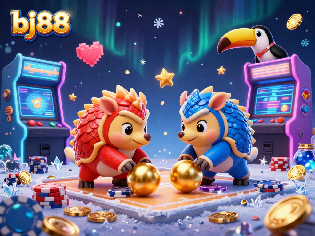 Engage with excitement at bj88, featuring dynamic pangolins in a vibrant casino scene.