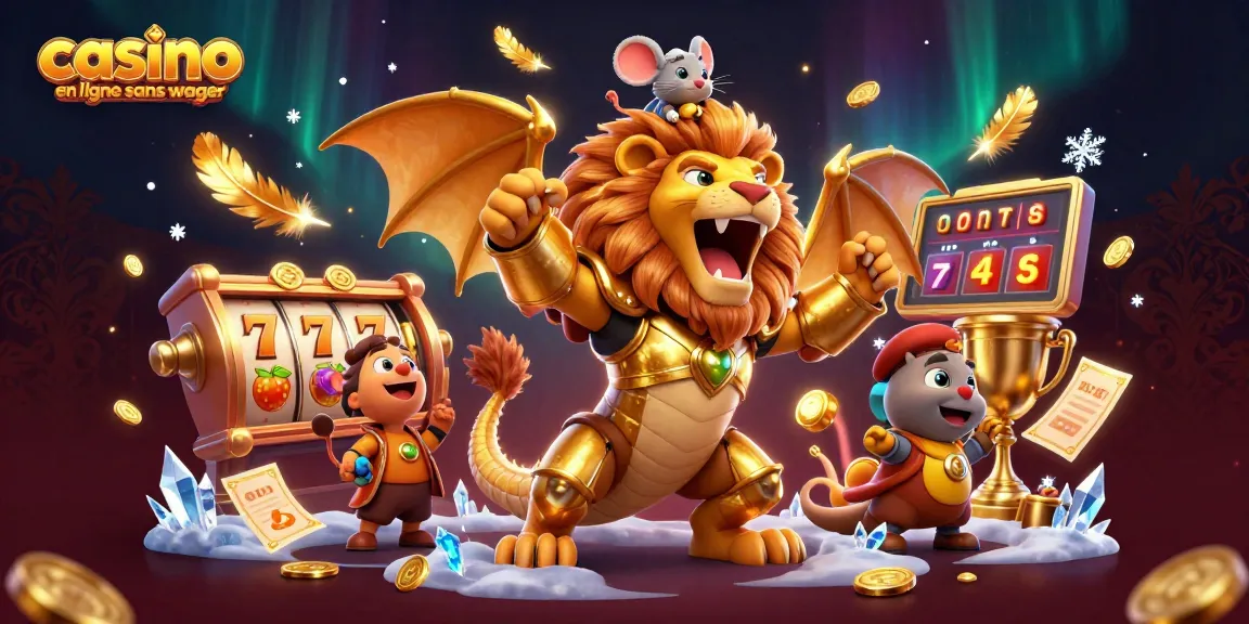 Visez votre victoire avec un casino en ligne sans wager dans une illustration captivante pleine d'éléments de jeu.