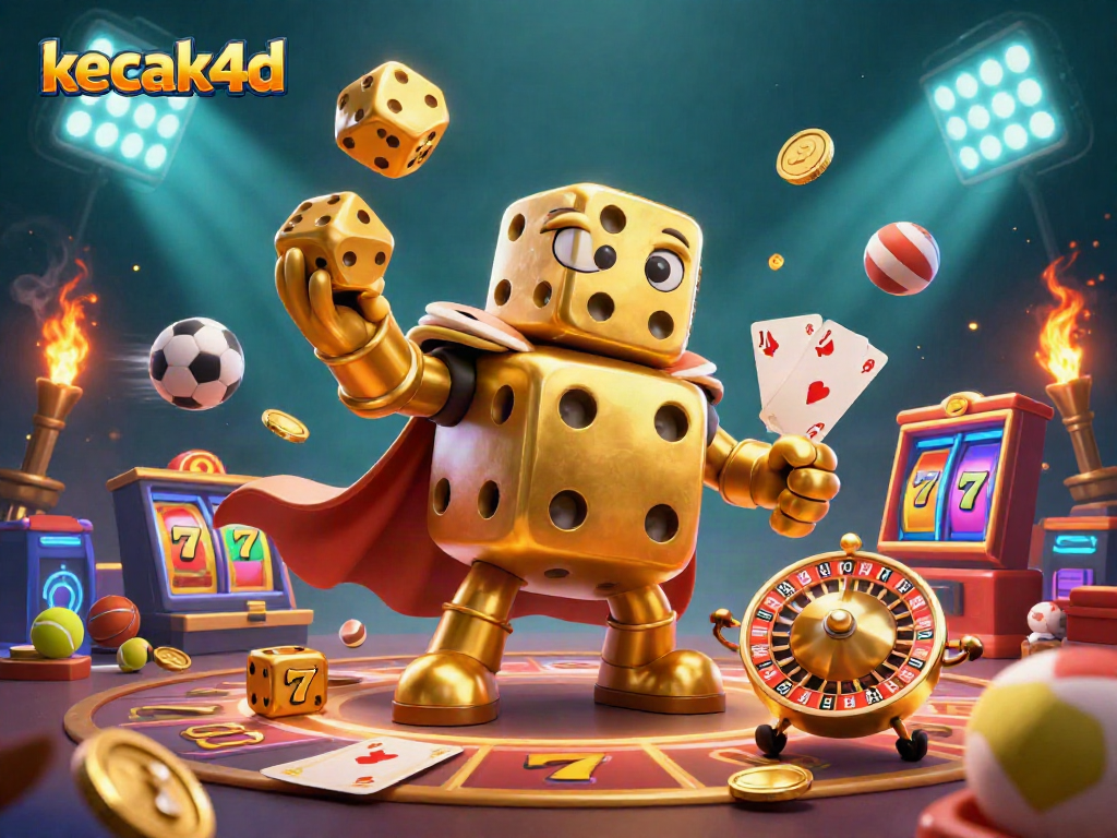 Engage in thrilling gameplay at kecak4d with dynamic slot reels, golden dice, and sports elements.