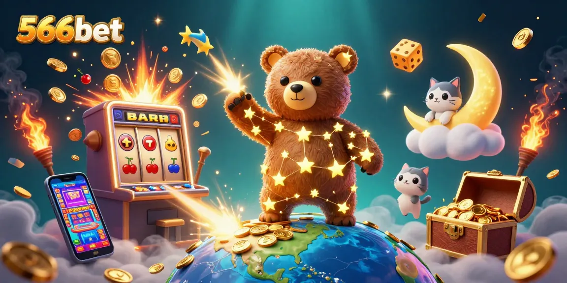 Win big with 566bet in a vibrant 3D illustration showcasing exciting casino adventures.