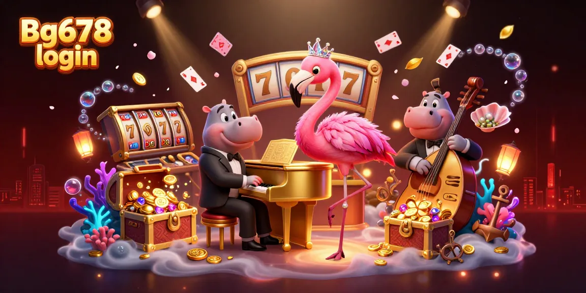Experience the thrill of Bg678 login with vibrant casino-themed 3D art featuring lively characters and game elements.