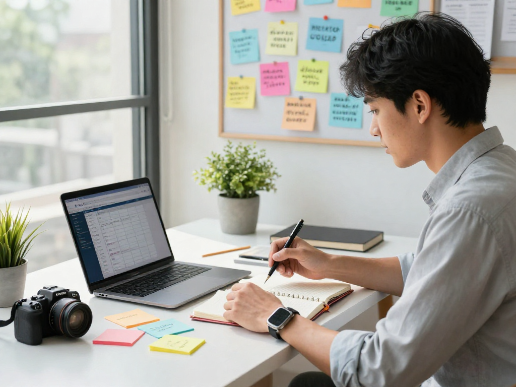 Focused individual using rokok88 super strategies in a motivational workspace enhancing personal development.