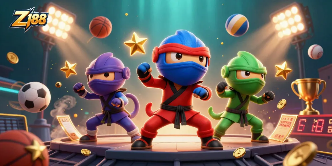 Z188 offers thrilling gameplay with colorful chameleon ninjas and high-energy sports elements.