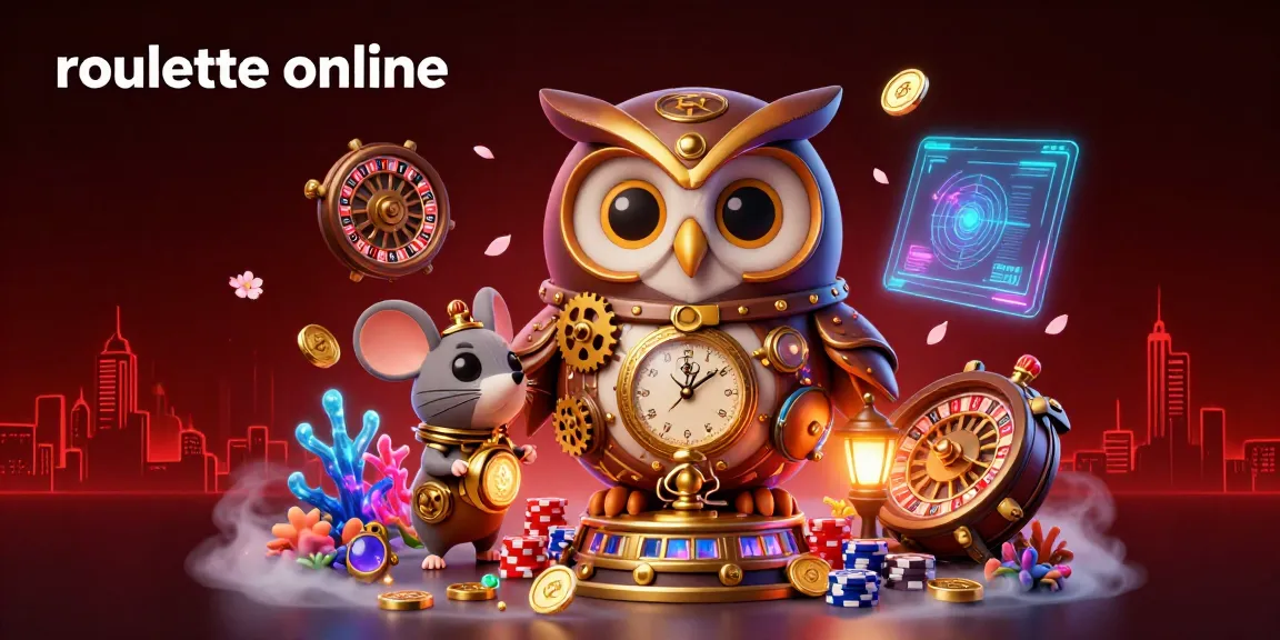 Experience the excitement of roullete online with a vibrant 3D casino scene featuring a time-traveler owl and a clockwork mouse.