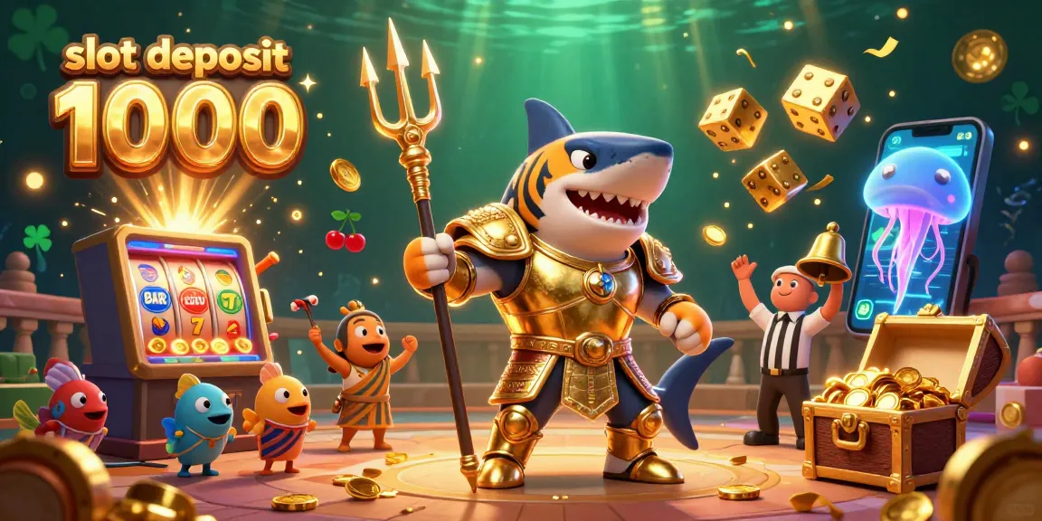 Experience the excitement of slot deposit 1000 with a dazzling 3D casino scene filled with dynamic symbols and vibrant colors.