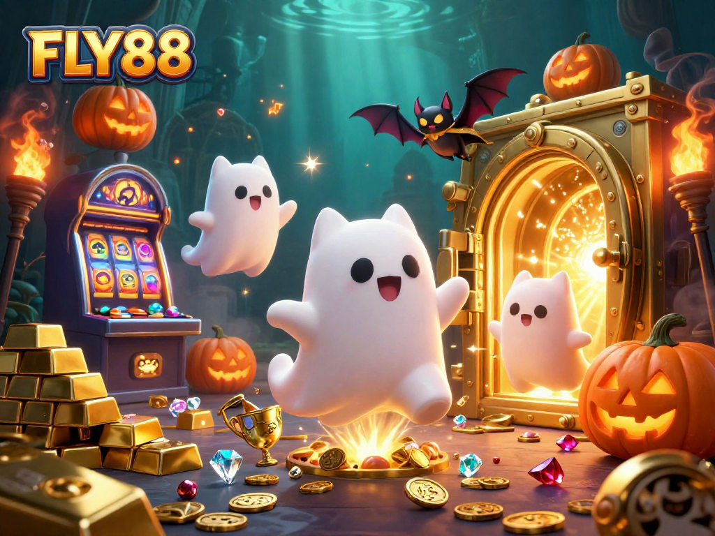 FLY88 players experience thrilling action with ghostly companions in a haunted casino.