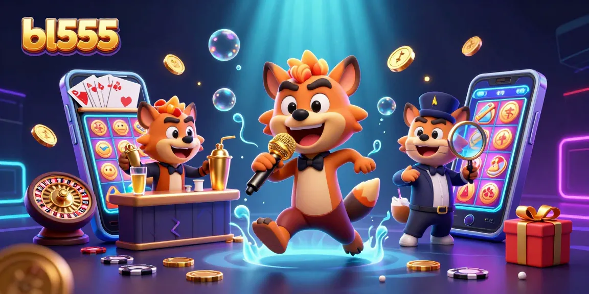Experience the excitement of bl555 with cartoon hyenas in a vibrant comedy casino scene.