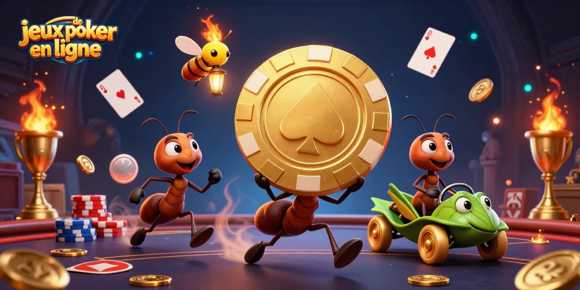 Vivez l'excitation des jeux de poker en ligne avec notre illustration dynamique de personnages animés.