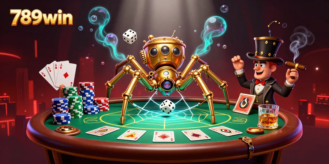Engage in exciting gameplay with 789win at the lively poker table, surrounded by vibrant gaming elements.