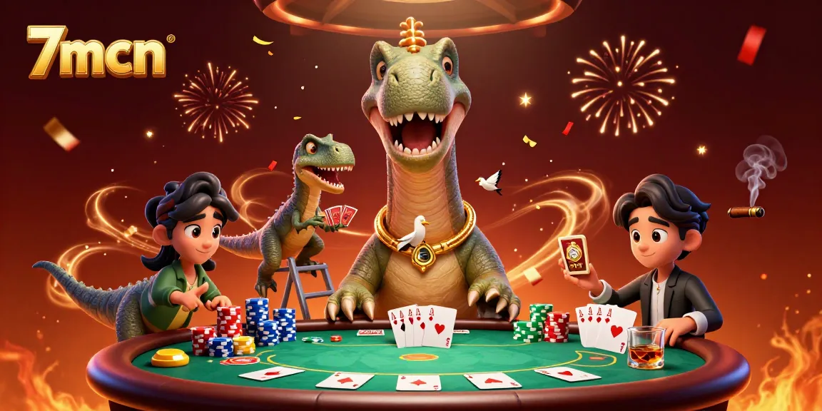 Experience thrilling poker action with 7mcn featuring playful characters and vibrant casino elements.