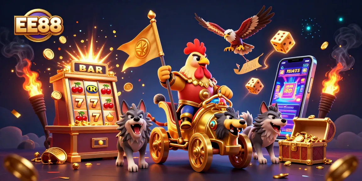 Join the excitement of EE88's epic casino adventures with a rooster warlord and thrilling jackpot elements.