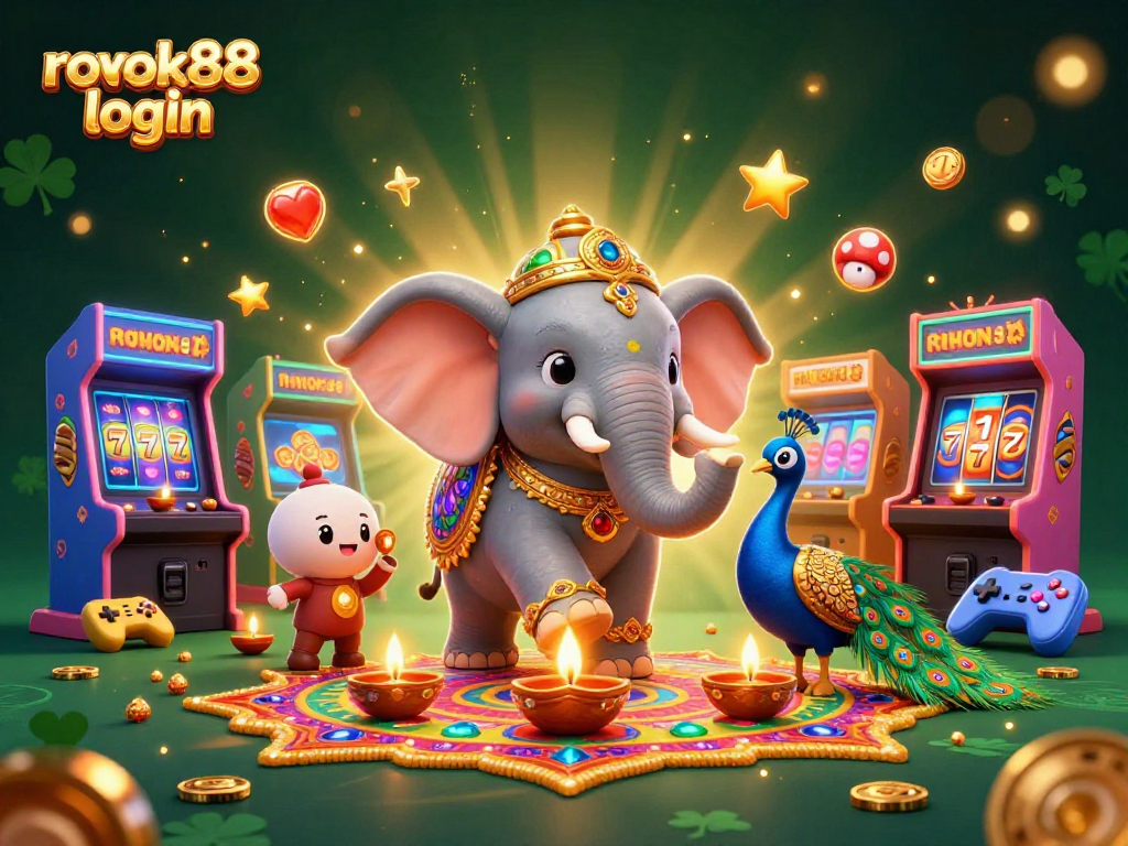 Enhance your gameplay with rokok88 login for exciting slot adventures in colorful 3D illustration.