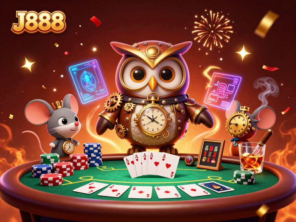 Experience winning strategies at J888 with this vibrant casino scene featuring a lively poker game.