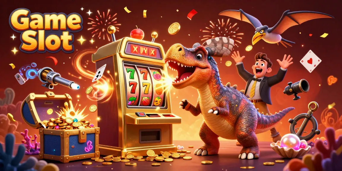 Experience the excitement of Game Slot with a pachycephalosaurus winning jackpots in a wild casino scene.