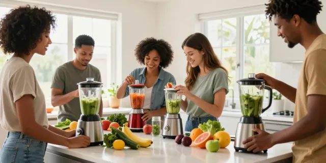 Preparing smoothies with blenders, showcasing diverse fruits and blender price in bangladesh.