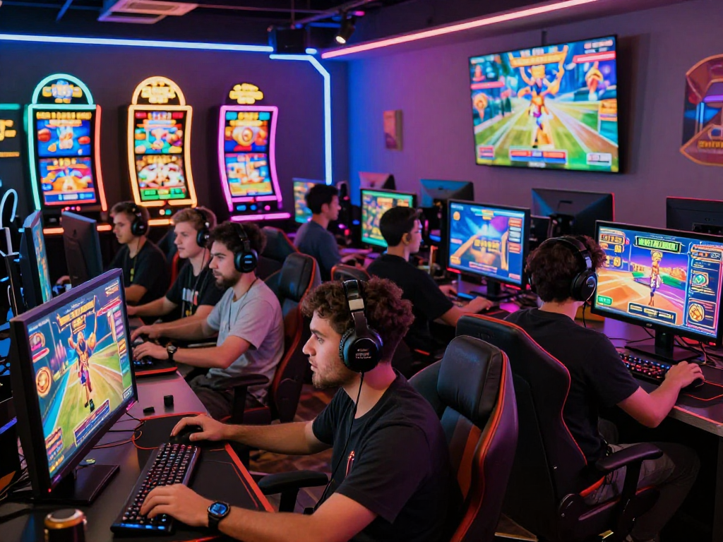 Exciting raja328 gaming experience showcasing players engaged in live casino and e-sports with vibrant neon lights.