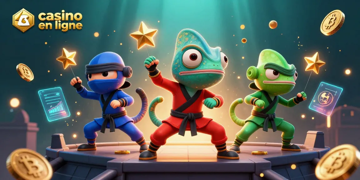 Découvrez un casino en ligne crypto avec des chameleons ninjas et des pièces d'or.