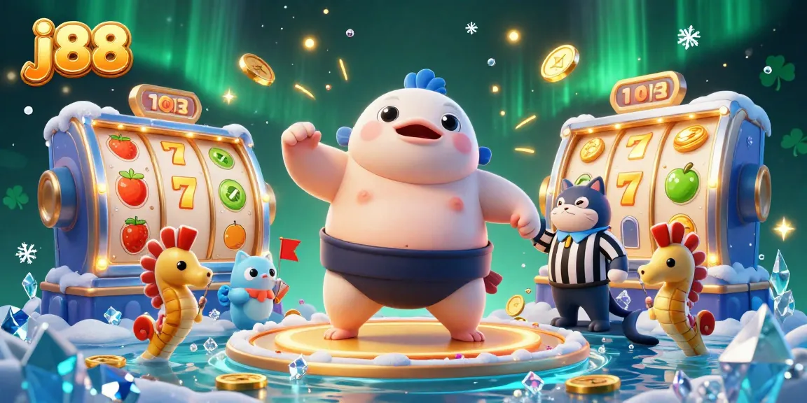 Experience thrilling j88 slot action with a vibrant underwater setting featuring fugu and catfish referees.