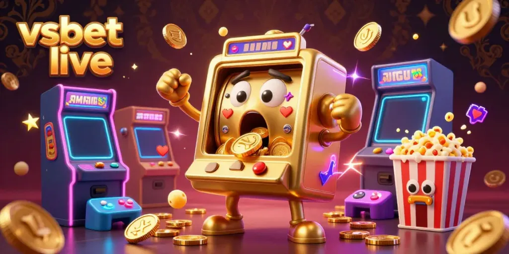 Experience thrilling moments with the vsbet live golden slot machine winning jackpots amid colorful arcade elements.