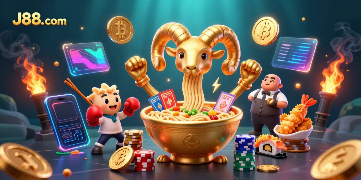 Engage with exciting gaming action at J88. com, featuring vibrant 3D cartoon characters and dynamic gambling elements.