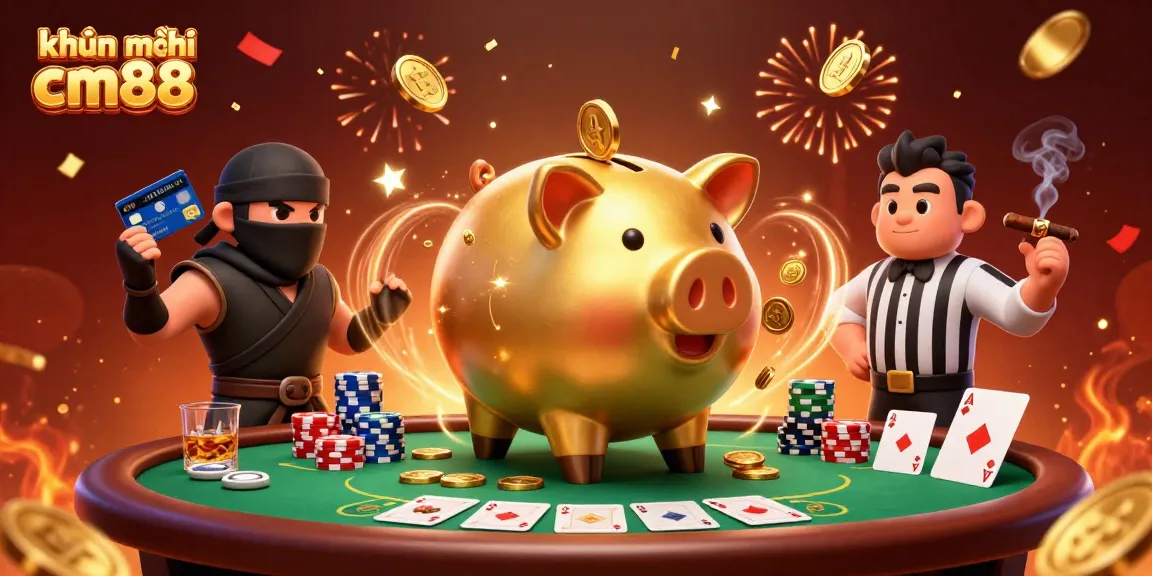 Engage with khuyến mãi cm88 through this vibrant 3D illustration of casino excitement featuring dynamic characters and rich details.