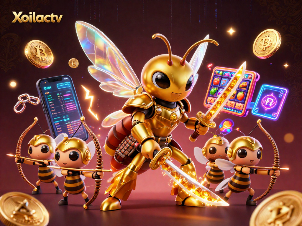 Xoilactv inspires dynamic gaming excitement with a vibrant 3D cartoon casino scene filled with crypto and slot elements.