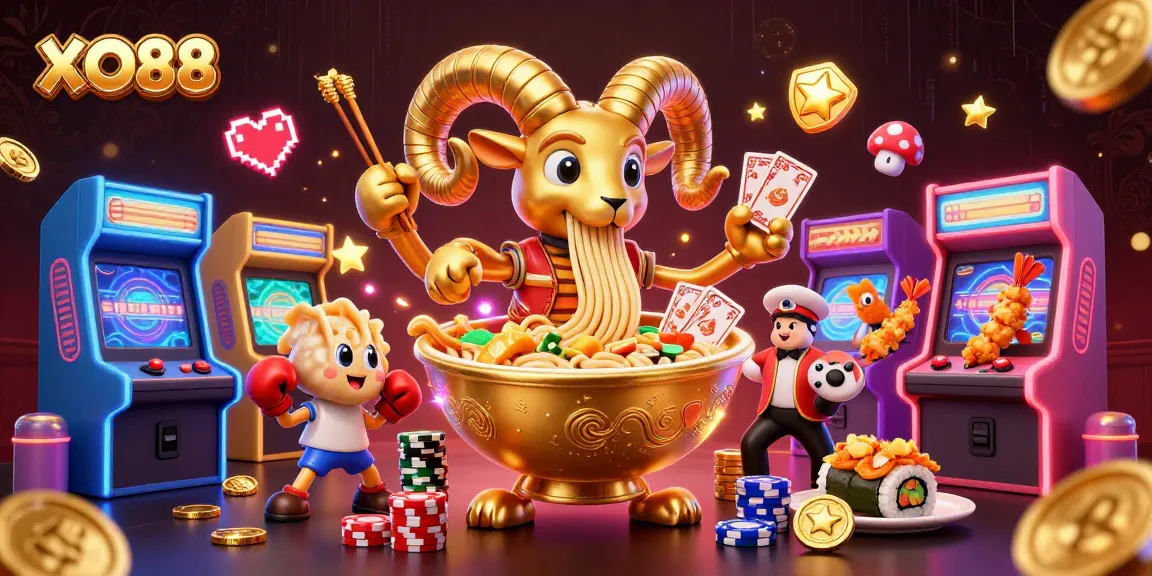 Engage with exciting game options at XO88, featuring vibrant 3D characters in a dynamic casino setting.
