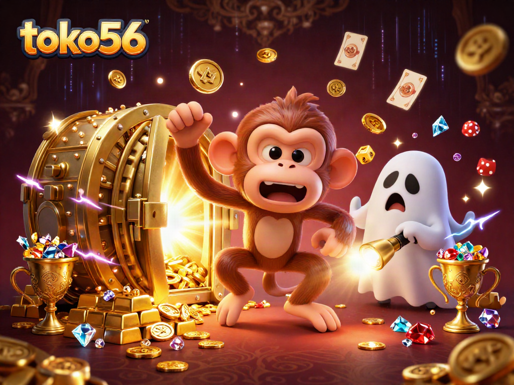 Permainan menarik di toko56 dengan hantu dan koin emas yang berjatuhan di kasino mistis.