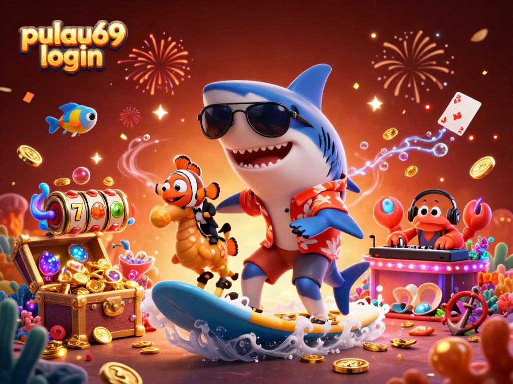 Engage in pulau69 login excitement with a vibrant underwater casino adventure scene.
