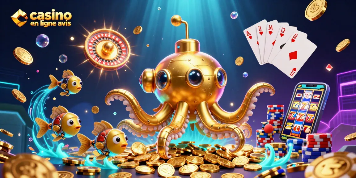 Jouez à des jeux avec casino en ligne avis entouré de pièces dorées et de cartes de poker.