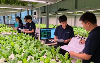 Collaboration in a modern indoor agriculture facility using cika4d link for optimal growth solutions.