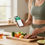 Exploring the best AI calorie tracker while preparing healthy meals with engaging visuals in a bright kitchen.