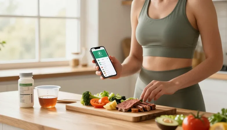 Exploring the best AI calorie tracker while preparing healthy meals with engaging visuals in a bright kitchen.